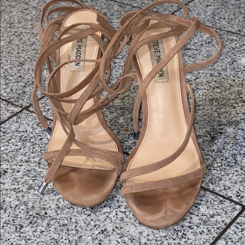 Steve Madden 3” Tan Suede Leather Open Toed Sandal - image 1